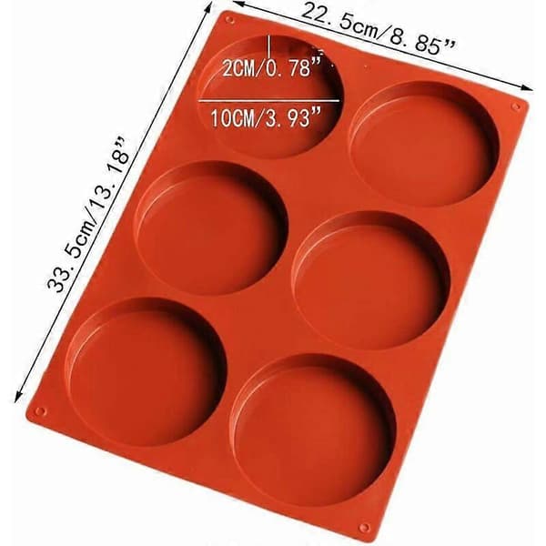 Sæt med 2 store silikonekageforme 6-hulrum runde harpiksbageforme non-stick kageforme til mousse, kager