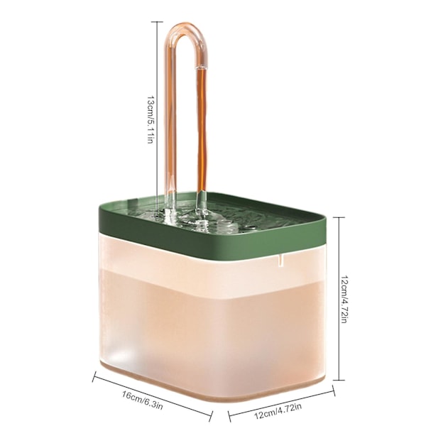 1,5 L Automatisk Vandfontæne til Kat og Hund, Vanddispenser, Dyredrikkebæger, Ny Green