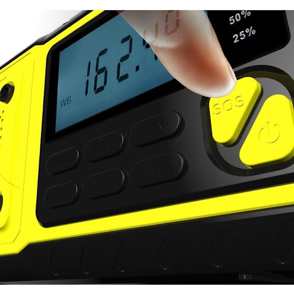 Käyttökello radio 4000mAh Powerbank LCD-näytöllä, aurinkokennoilla, taskulampulla - WELLNGS