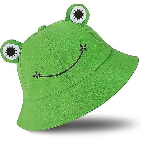 Grodahatt för vuxna tonåringar, söt grodahatt, bomullshatt Rolig hatt fiskarehatt för män kvinnor Green