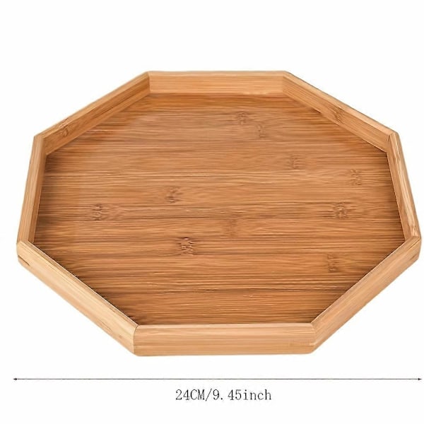1 stk. åttekantet trebrett for servering av mat, snacks, drikke, sushi, biff, pizza, desserter, kaker, brød, frokostbrett, kaffebrett, charcuteriebrett 3.82*3.82*0.39inch