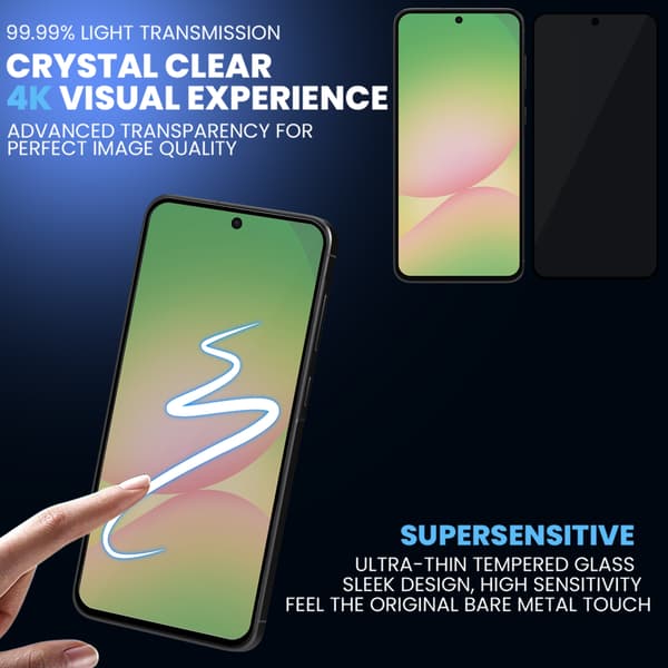 [KK] 2-Pack Compatible with Samsung A56 Privacy Screen Protector & 2-Pack Lens Protector - Tempered Glass 9H - Super Quality 3D