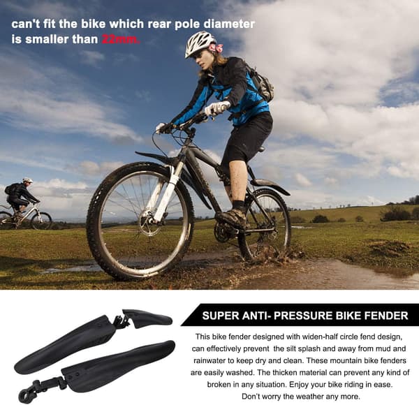 [KK] Bicycle Fender for 24/26/27.5 inch, Universal Full Coverage Thick