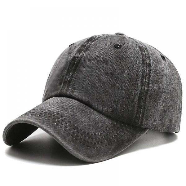 Vintage tvättad nödställd cap pappa golfhatt för män kvinnor (svart)