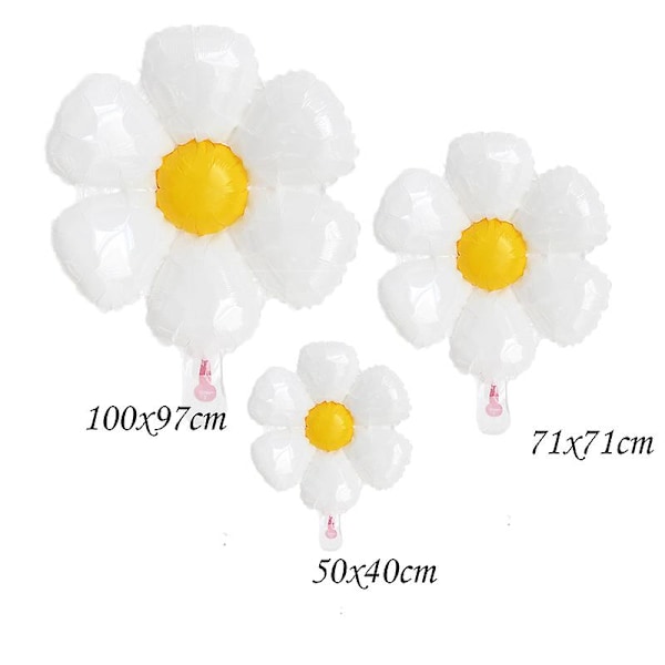 1/2/3/5 kpl Valkoisia Daisy-Kukka-Folioilmapalloja Plumeria Helium-Pallo Hääjuhliin Lasten Syntymäpäiväjuhliin Koristeluun Vauvakylpyyn Ins Kuva whit white 3pcs mixed