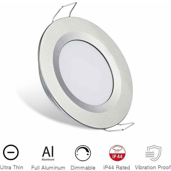 Varmvit infälld LED-spotlight - ZOR® - 4-pack - 12V - 3W - 3200K - 58-65mm utskärning - Silverfinish - Dimbar