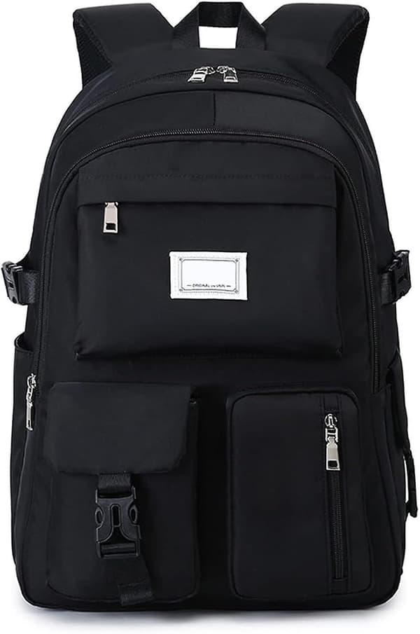 [KK] 【jia】Large multi-compartment backpack, waterproof school backpack - Black