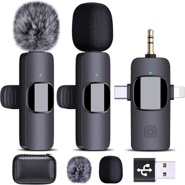 Trådløs Lavalier Mikrofon - Universal - 4 i 1 - Støyreduksjon - USB-C - Kompatibel med iPhone/Android