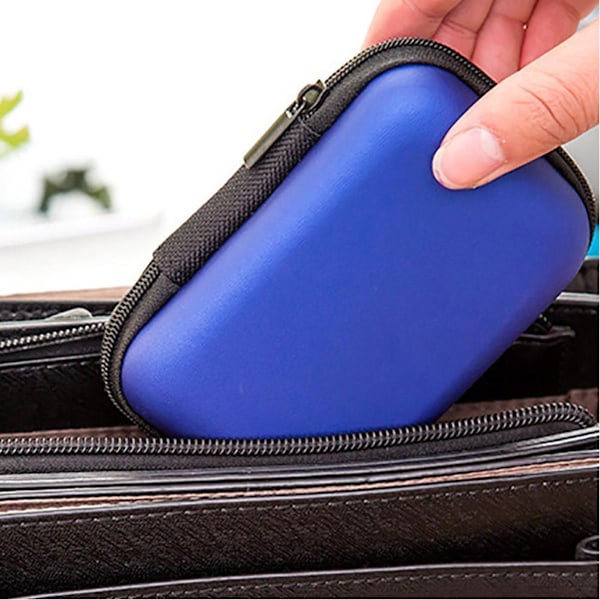 1 stk Mini Opbevaringspose Gadgets Organizer Bærbar Etui Til Hovedtelefoner U-disk Datakabel Varmt (Mørkeblå) 11*7.5*4cm