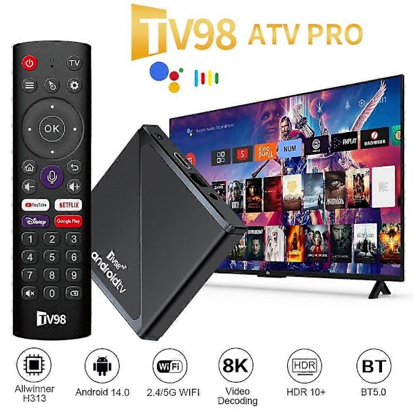 8K Android 14.0 TV Box Set Allwinner H313 2.4G 5G Dual WiFi Bluetooth 5.0 Mediaspelare Stöd Smart Röststyrning Fjärrkontroll Toppbox