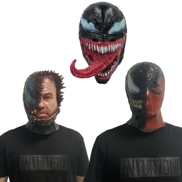Venom 2 Spider Man cosplay Avengers Alliance Venom Latex Mask Mask Long Tongue Poison Mask Long Tongue Poison