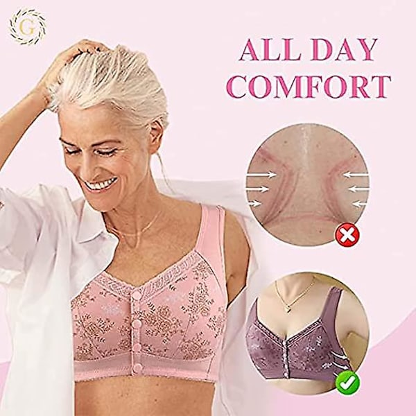 Wm Stylist BH for Eldre Frontlukking, Glamorøs Bomullsfront Rosa Pink Size 42