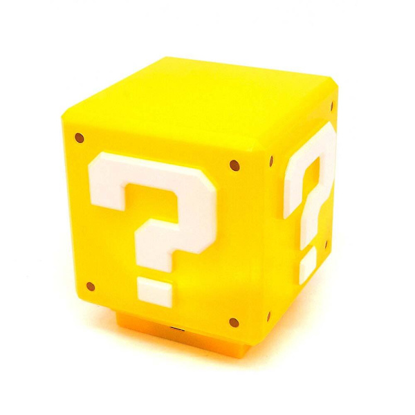 Super Mario Spørgsmålstegn Blok LED Natlampe Med Lyd USB Genopladelig Lampe