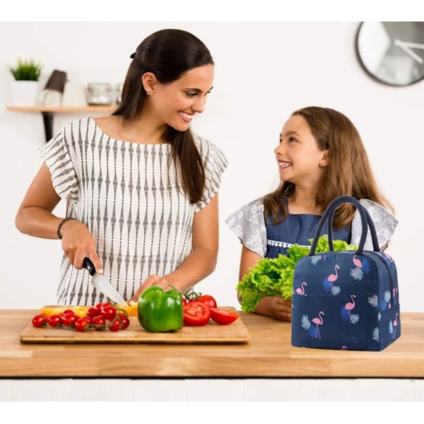 Isolerad lunchväska Tote Bag Bred Öppen Isolerad kylväska Vattentät Termisk läckagesäker lunchorganisatör för män flickor (mörkblå)