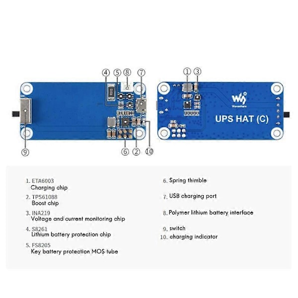 Waveshare UPS-moduuli Raspberry Pi Zero -virransyöttöön akulla 20 PCB+metal