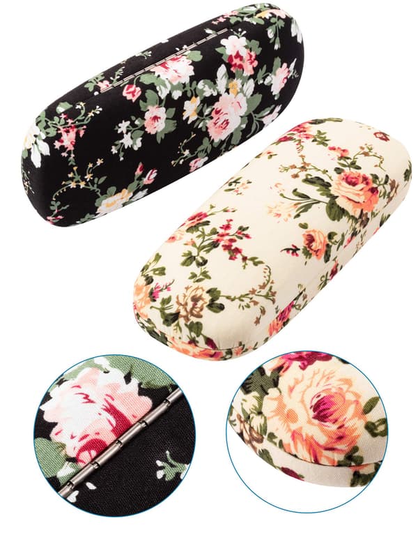 [KK]2 dele Brilleetui Hårdt etui til kvinder Blomstret stof