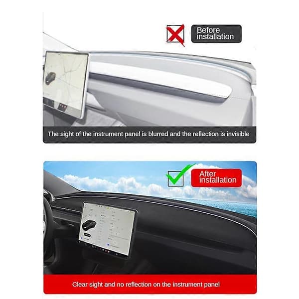 For Model 3 2024 Bil Dashborddeksel Anti-lys PU Dashmatte Black