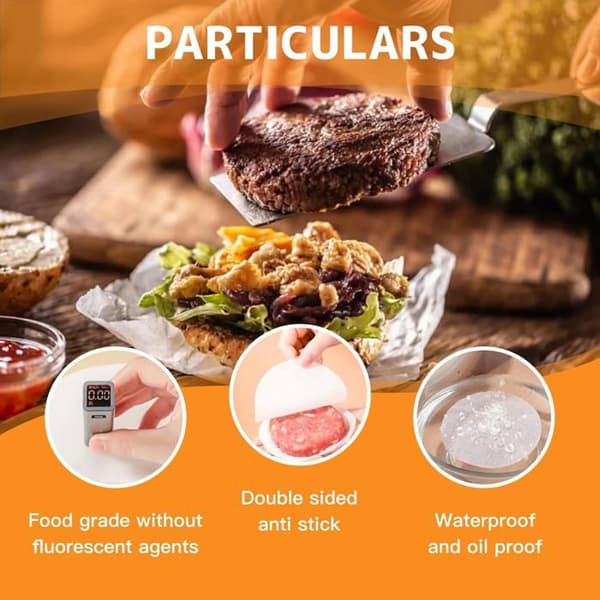 Hamburgerpapper, 1000 ark 11 cm runt hamburgerpapper (för 11 cm diameter hamburgerpressar)