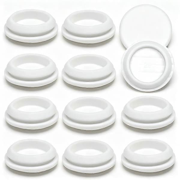 10 STK Silikonegummi propper til runde huller -1-1/8\"(28mm) Sorte snap-in låsehulspropper, B White