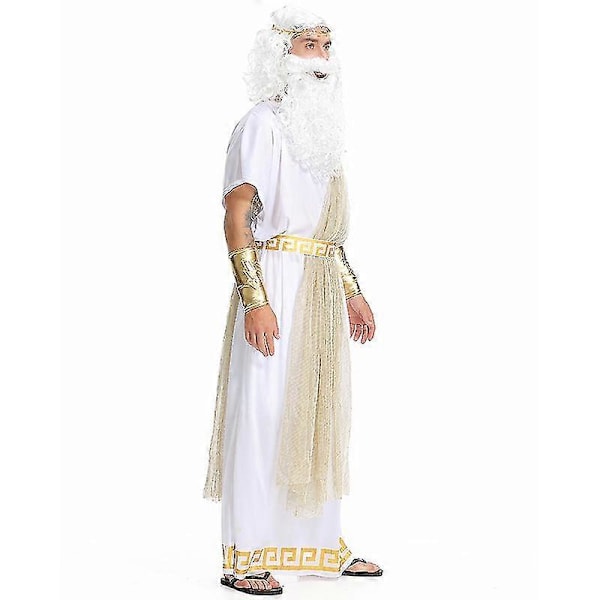Voksen Romersk Konge Græsk Halloween Udklædning Gud Mænd Zeus Kostume Adult Wig M