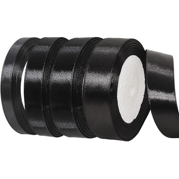 22 m black ribbon, Xmas Ribbon Rolls Fabric ribbon (4pcs)