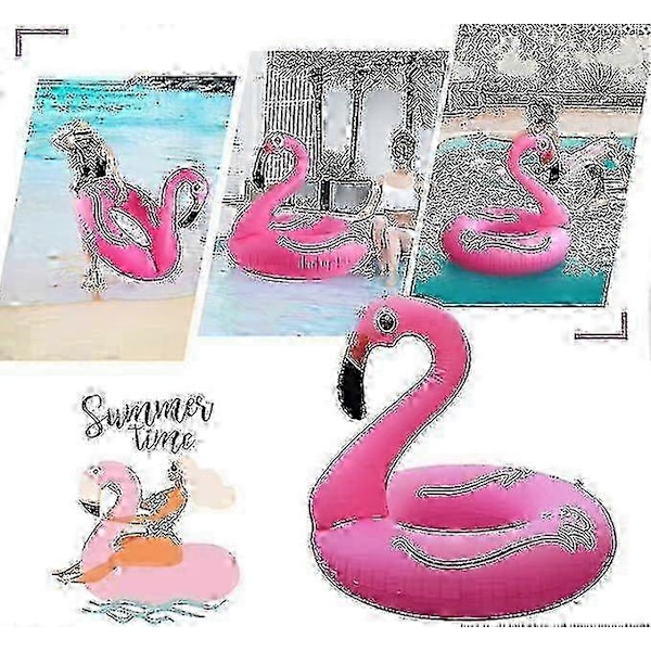 Oppblåsbar Flamingo Badeleke med Lys, Solcelledrevet Flamingo Badering Flamingo