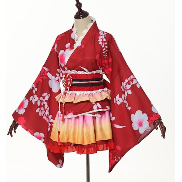 Tyttöjen kimono cosplay kesäfestivaali yukata herääminen Maki kimono red L