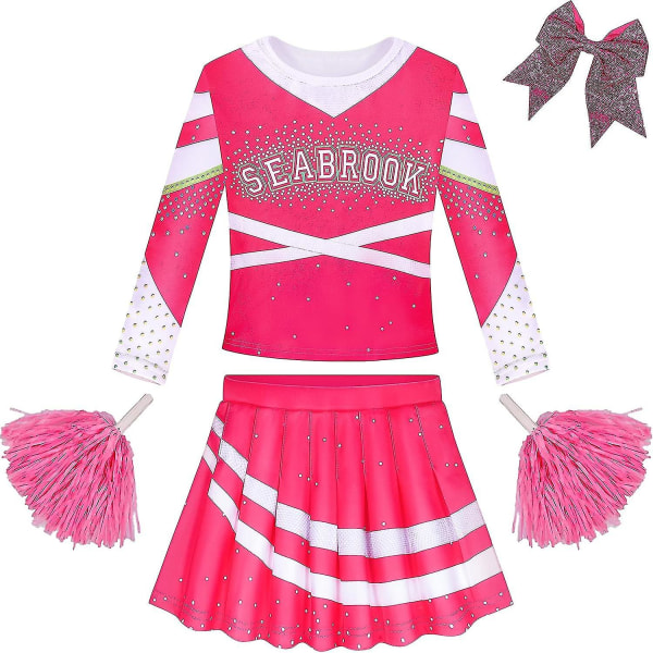 Zombies 3 Dräkt Halloween För tjejer Cheerleader Outfit Girls Party Dress Up Fin rosa klänning 3 4 Years