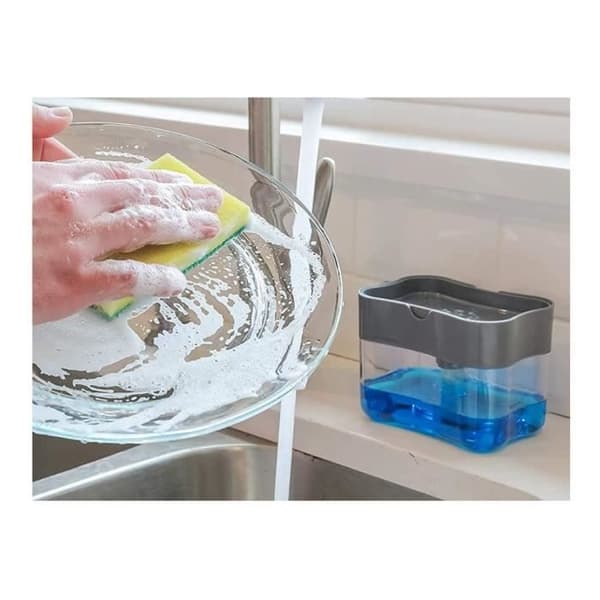 Oppvaskmiddeldispenser med svamp / svampholder og såpedispenser - Vaskorganisator med svamp