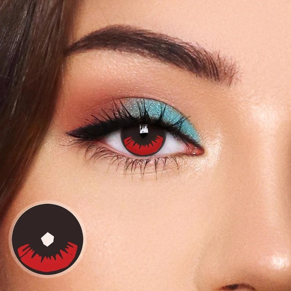 2st/1 par färgade kontaktlinser Anime Cosplay Tillbehör Lins årliga recept färgade kontakter med box Demon Slayer Red