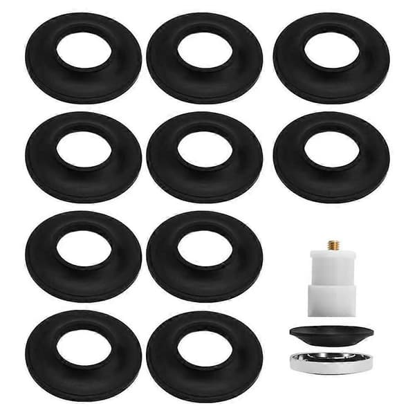 10-pack badkarsproppspackning för pop-up-avloppsenheter, passar Tip Toe-stilproppar Black