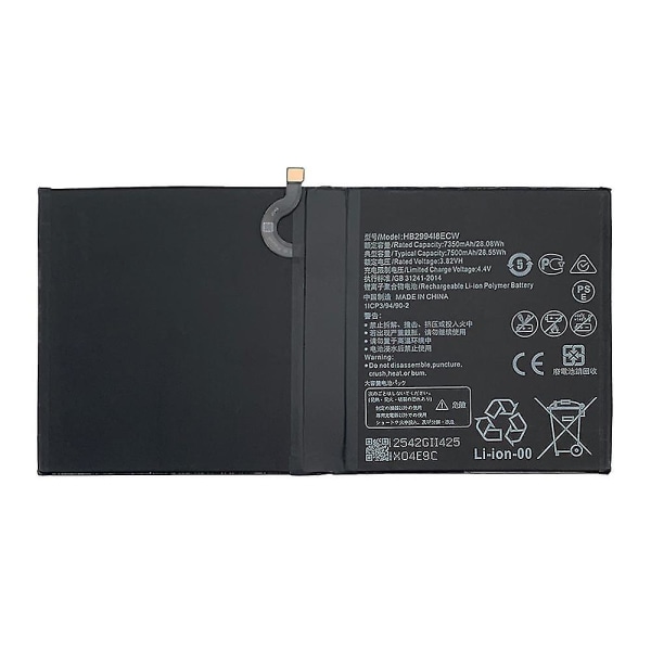 Unikt nytt 7500mah batteri för Huawei Mediapad M5 Lite 10 Bah2-w19 / M5 Pro 10,8 Cmr-w19 Cmr-al09 Bah2-l09 Hb299418ecw Hög kvalitet