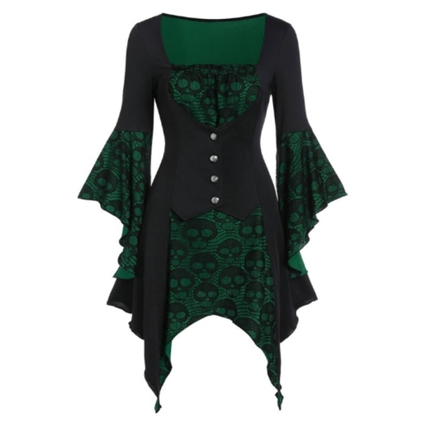 Retro Medieval Gothic Lace Dress For Women - Perfect Green