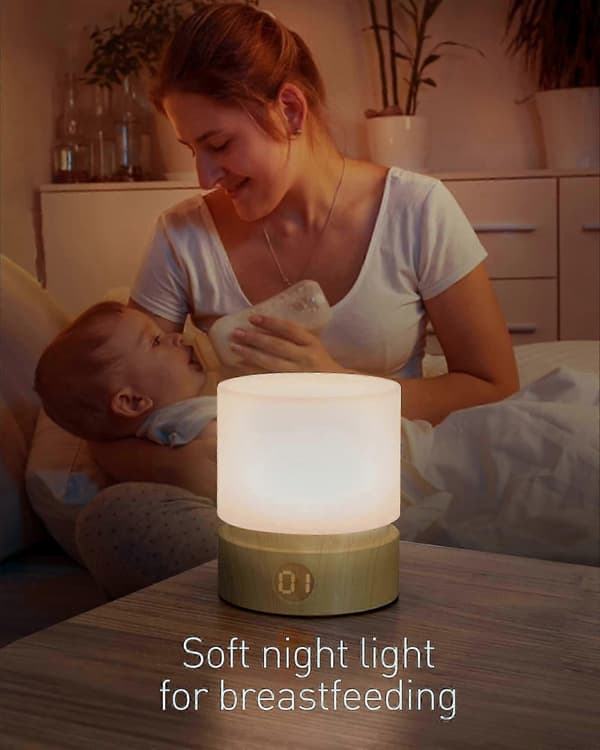 Timer Nattlys, Dimbar Nattbordslampe i Treimitasjon, Søvnhjelpslys