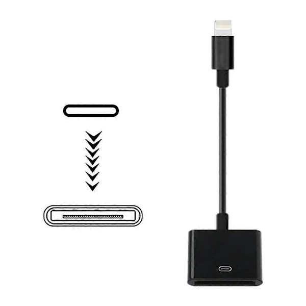 Lightning till 30-Pin Adapter med Kabel Sladd Synkroniseringsomvandlare Laddningsstöd för IPhone 13/13PM/12PM/11 PM/XS/8P/iPad/iPod Black