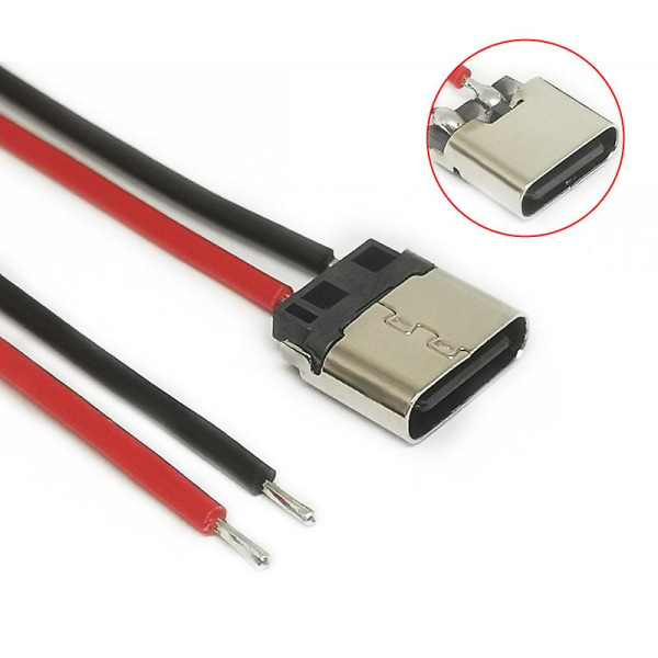 5 st USB Type-c 2p svetstråd honanslutningskabel för mobiltelefonladdning