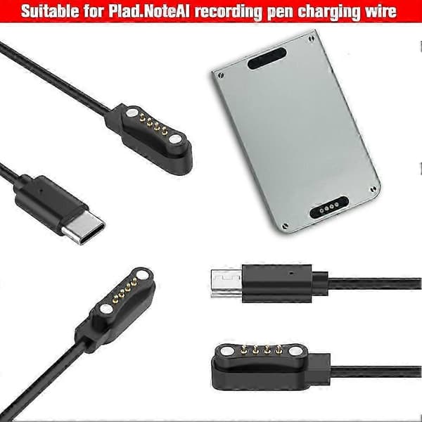 Magnetisk USB C-lader for Plaud Note AI stemmeopptaker, hurtigladekabel erstatning