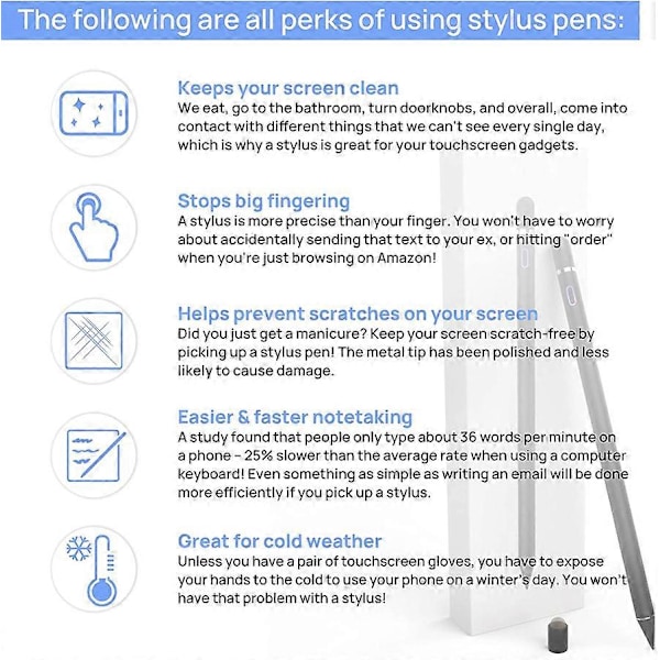 Stylus Pen til Apple iPad 9/8/7/6/5 Gen Air 4/3/2 Mini 6/5/4 Pro 12.9/11/10.5/9.7 Tommer Alternativ 1. 2. Generations Blyanter Black