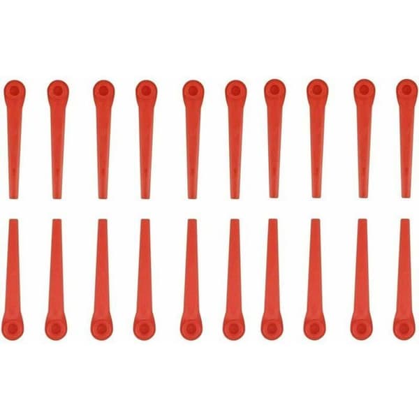 Plastblader med sekskantede hoder, vanlige hageblader, gressklipperblader, plastgressklipperblader