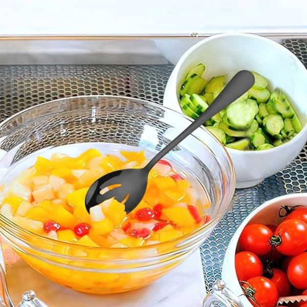 1 sæt salatbestik i rustfrit stål, serveringsskeer, restaurantbestik til buffet