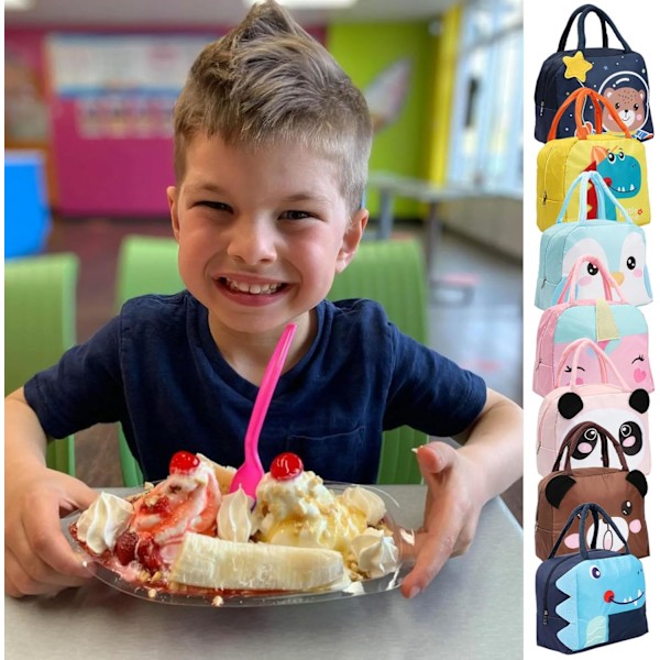 Lunchväska för barn, pojkar och flickor, återanvändbar tecknad isolerad lunchväska, liten hopfällbar vattentät lunchväska för resor, picknick, skola Navy Crocodile