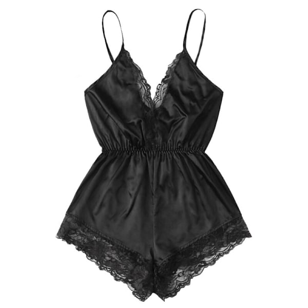 Sexy Spidsen Nattøj til Kvinder med V-udskæring og Stropløs Design - Sort Black M