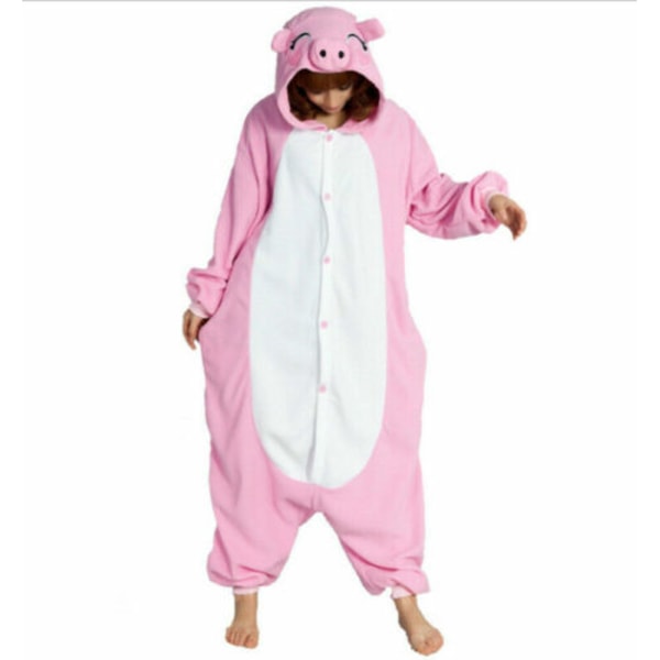 Dyr Pyjamas Kigurumi Soveklær Kostymer Voksen Jumpsuit Antrekk V #2 Rosa Gris #2 Pink Pig kids M(6-7Y)