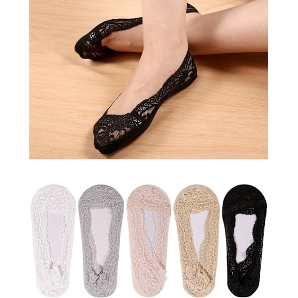 10 Par Usynlige Lace Bådsko Sokker Antislip Ankelsokker