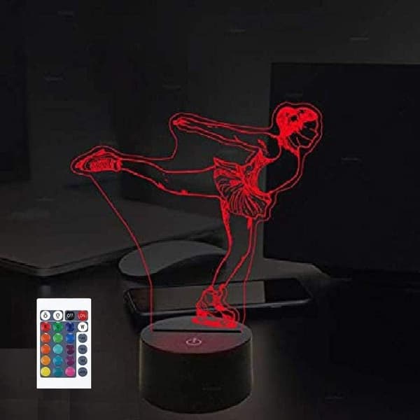 [KK]3D LED Figure Skating Night Light Powered Remote Control Tou