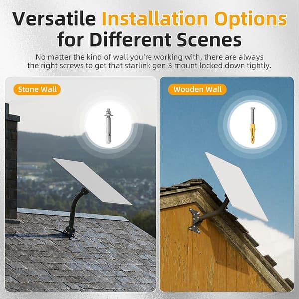 Starlink Gen 3 Takfäste Justerbart Svängbart Väggfäste med Generation 3 Metallrörsadapter för V3 Dish Pole Mount Kit