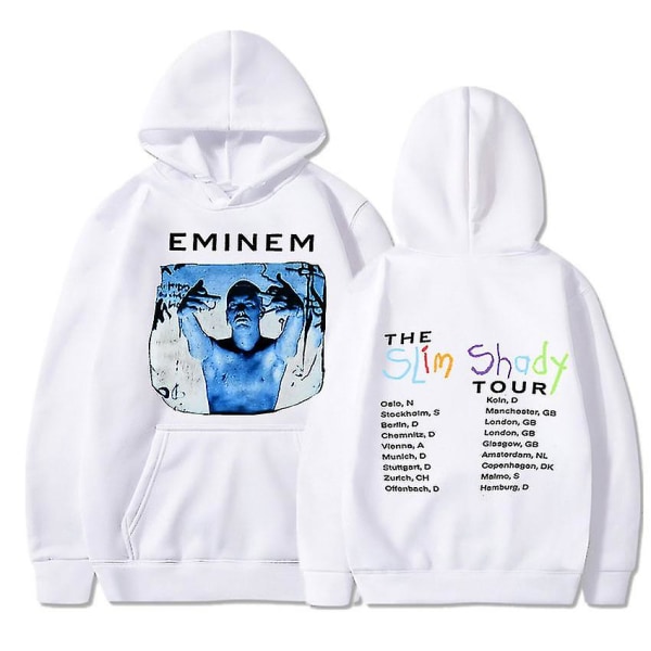 Eminem Anger Management Tour 2002 Hoodie Vintage Harajuku Funny Rick Sweatshirts Långärmade Herr Dam Pullover Mode White10 XXL