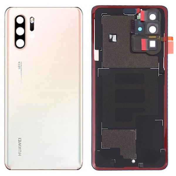 Batteridæksel til Huawei P30 Pro med klæbestrimmel + kameralinsedæksel - Krystal Multicolor Pearl White