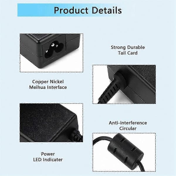 65W 19V 3.42A bærbar AC-adapter for 15,6\" bærbare datamaskiner Black