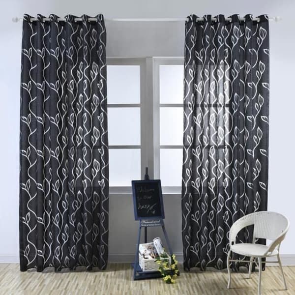 2 läpinäkyvän verhon setti – 100 x 250 cm – Musta – Sisustus